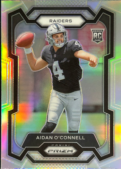 Aidan O’Connell Prizm Silver Rookie Raiders Sports Card