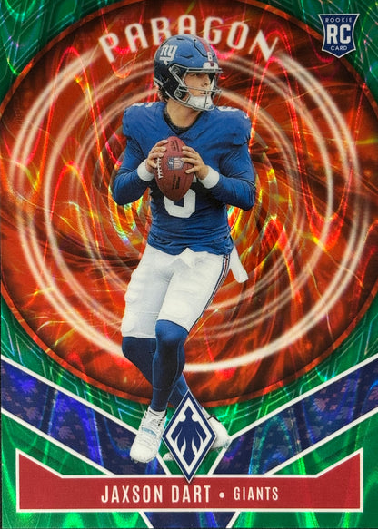 Jaxson Dart Phoenix Paragon Green Seismic /25 Rookie Giants