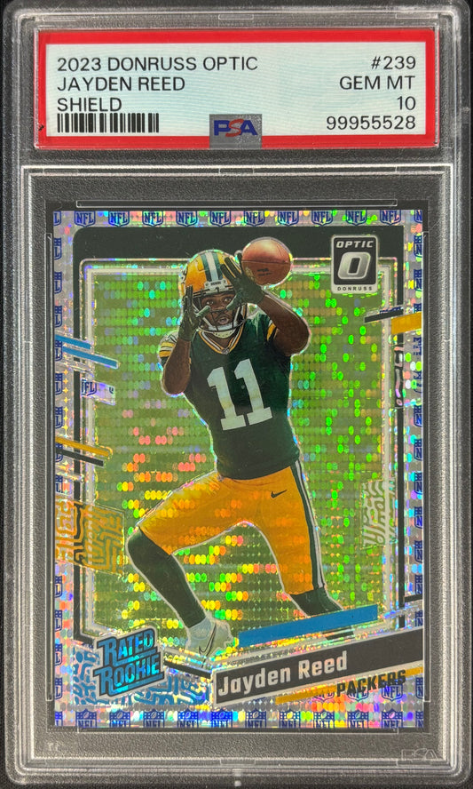 Jayden Reed Optic Shield /32 PSA 10 Rookie Packers