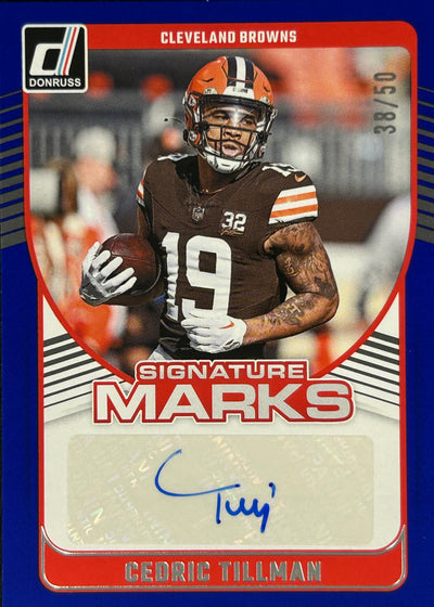 Cedric Tillman Donruss Purple Auto /50 Browns