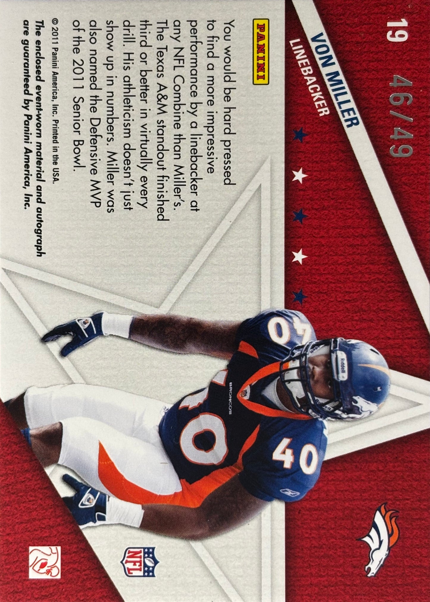 Von Miller Absolute Patch Auto /49 Rookie Broncos