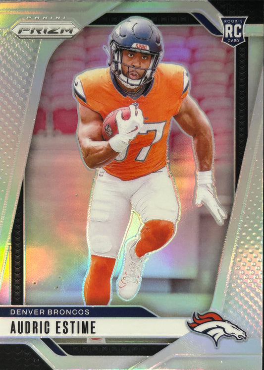 Audric Estime Prizm Silver Rookie Broncos