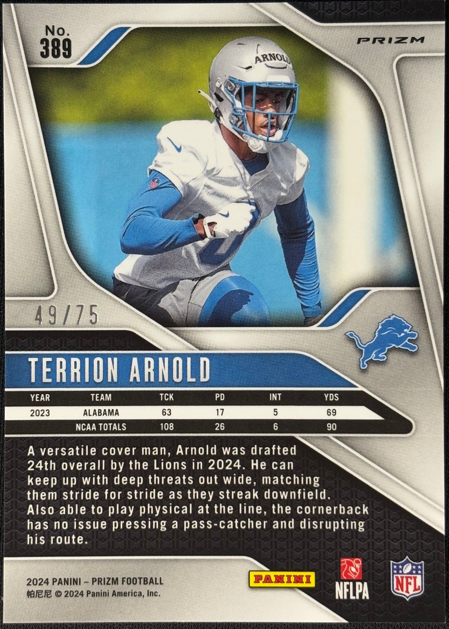 Terrion Arnold Prizm Red No Huddle /75 Rookie