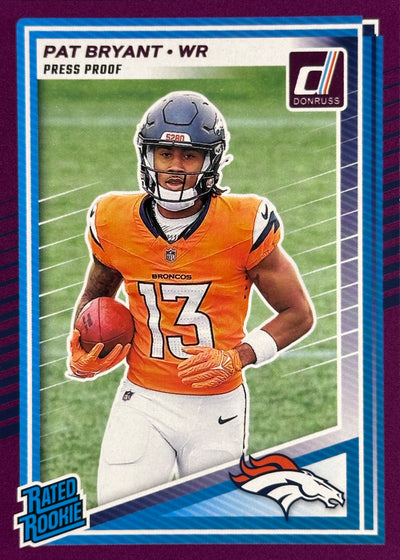 Pat Bryant Purple Press Proof Rated Rookie Broncos