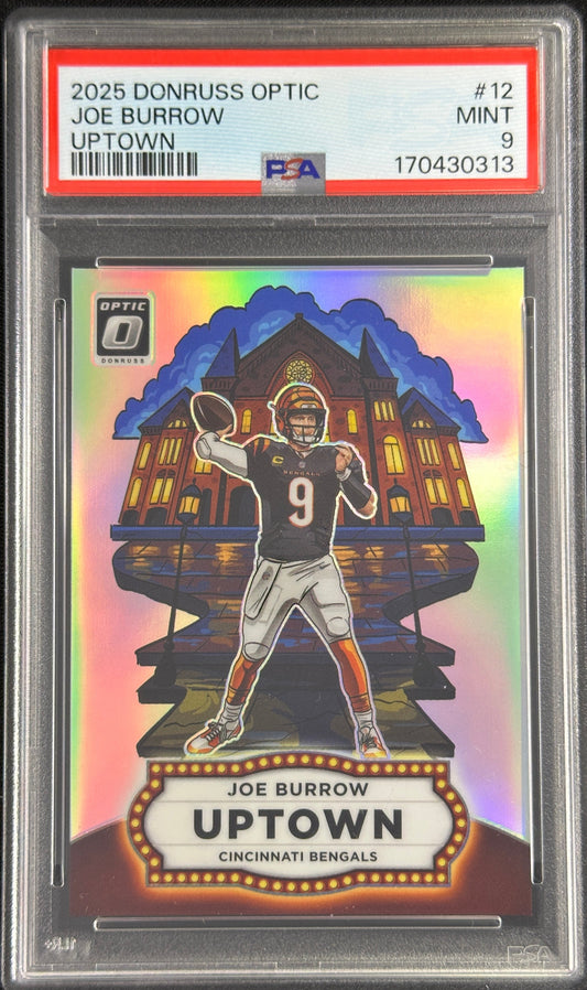 Joe Burrow 2025 Panini Donruss Optic Uptown PSA 9 Bengals Sports Trading Card