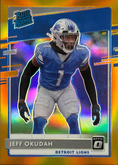 Jeff Okudah /199 Orange Rated Rookie Optic Lions Vikings