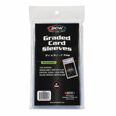 100 BCW - Large Graded Card Sleeves, Resealable Team Set Bags, Crystal Clear, Sleeves