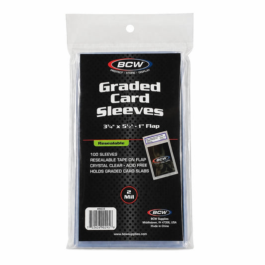 100 BCW - Large Graded Card Bags, Resealable Team Set Bags, Crystal Clear, Sleeves