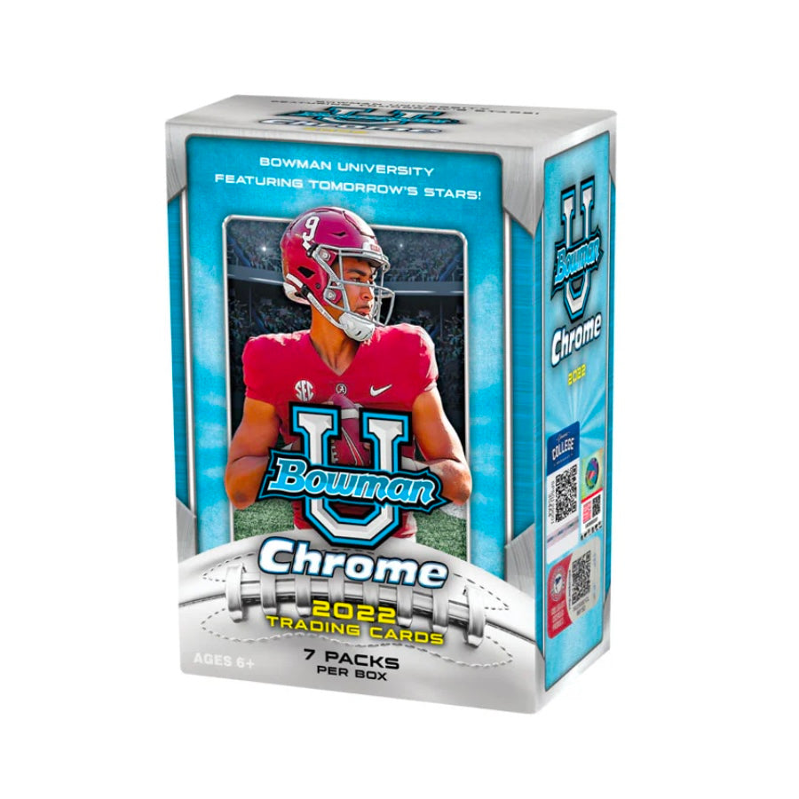 2022 Bowman Chrome University Football 7-Pack Blaster Box (Pink Refractor!)