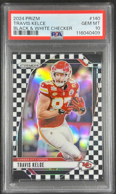 Travis Kelce Black White Checker Prizm PSA 10 Chiefs