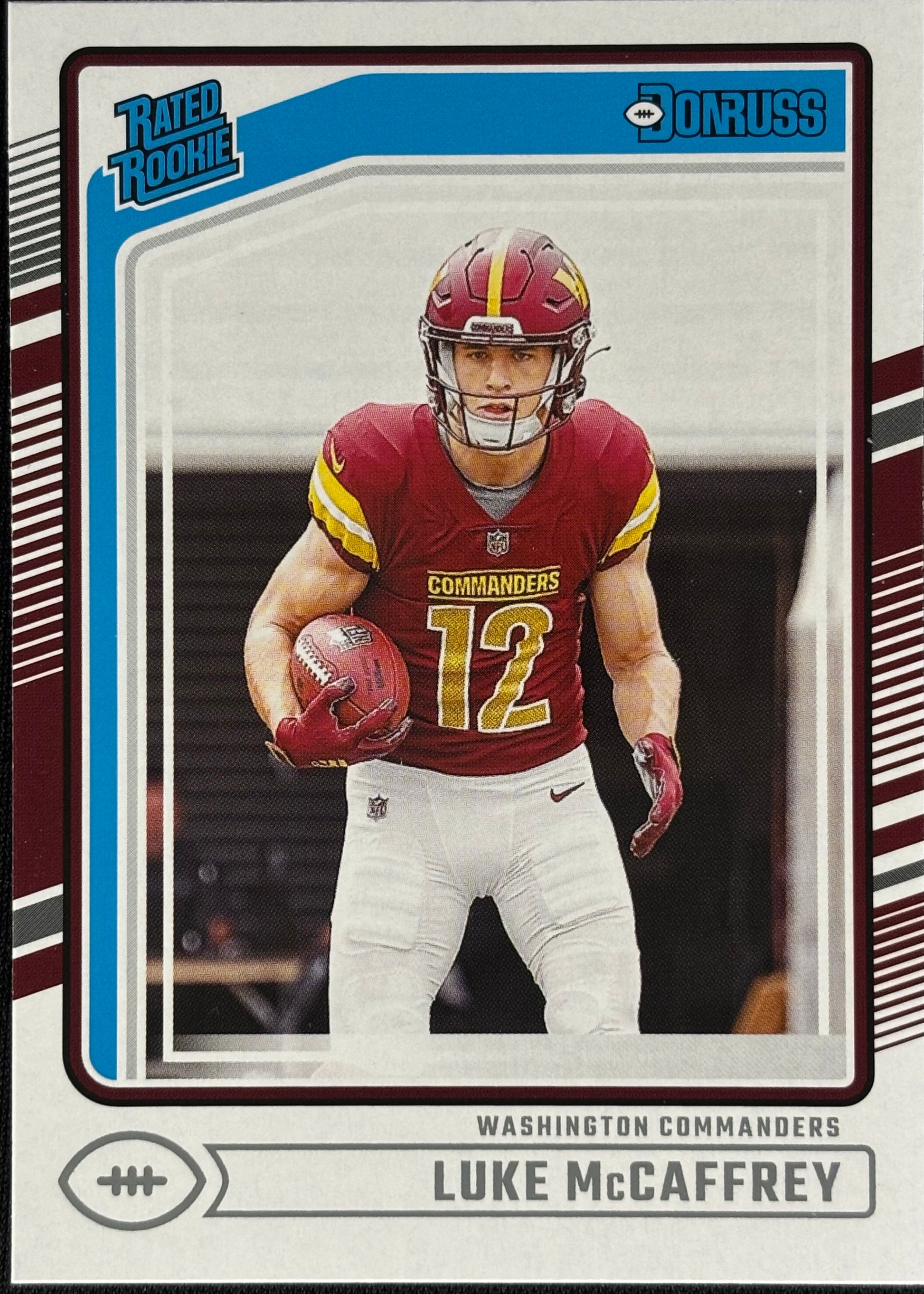 Luke McCaffrey Donruss Rated Rookie Sports Card