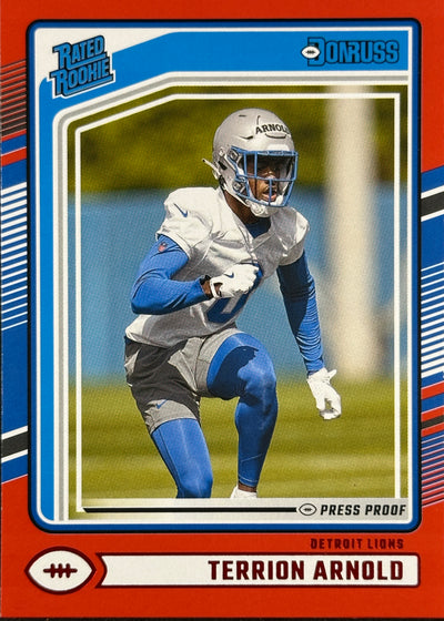 Terrion Arnold Red Press Proof Rated Rookie Lions