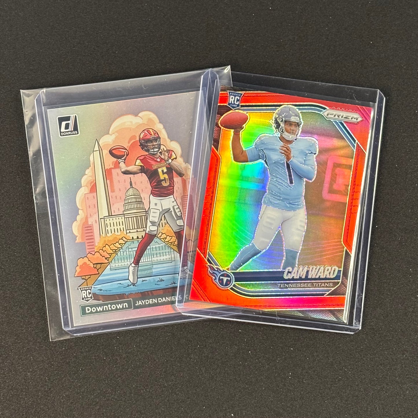 Jayden Daniels Downtown + Cam Ward Prizm Red Retail Lot