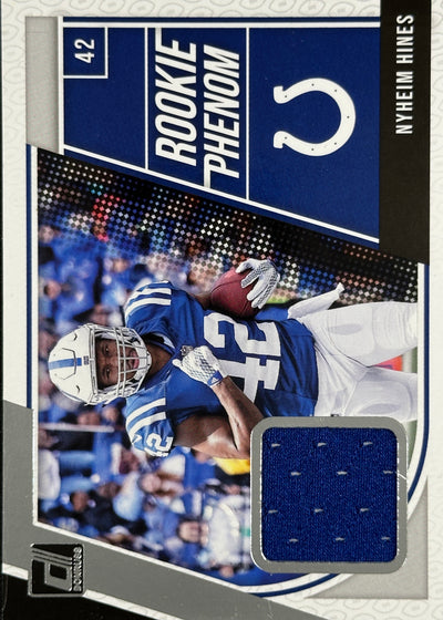 Nyheim Hines Rookie Phenom Patch Donruss Colts Chargers