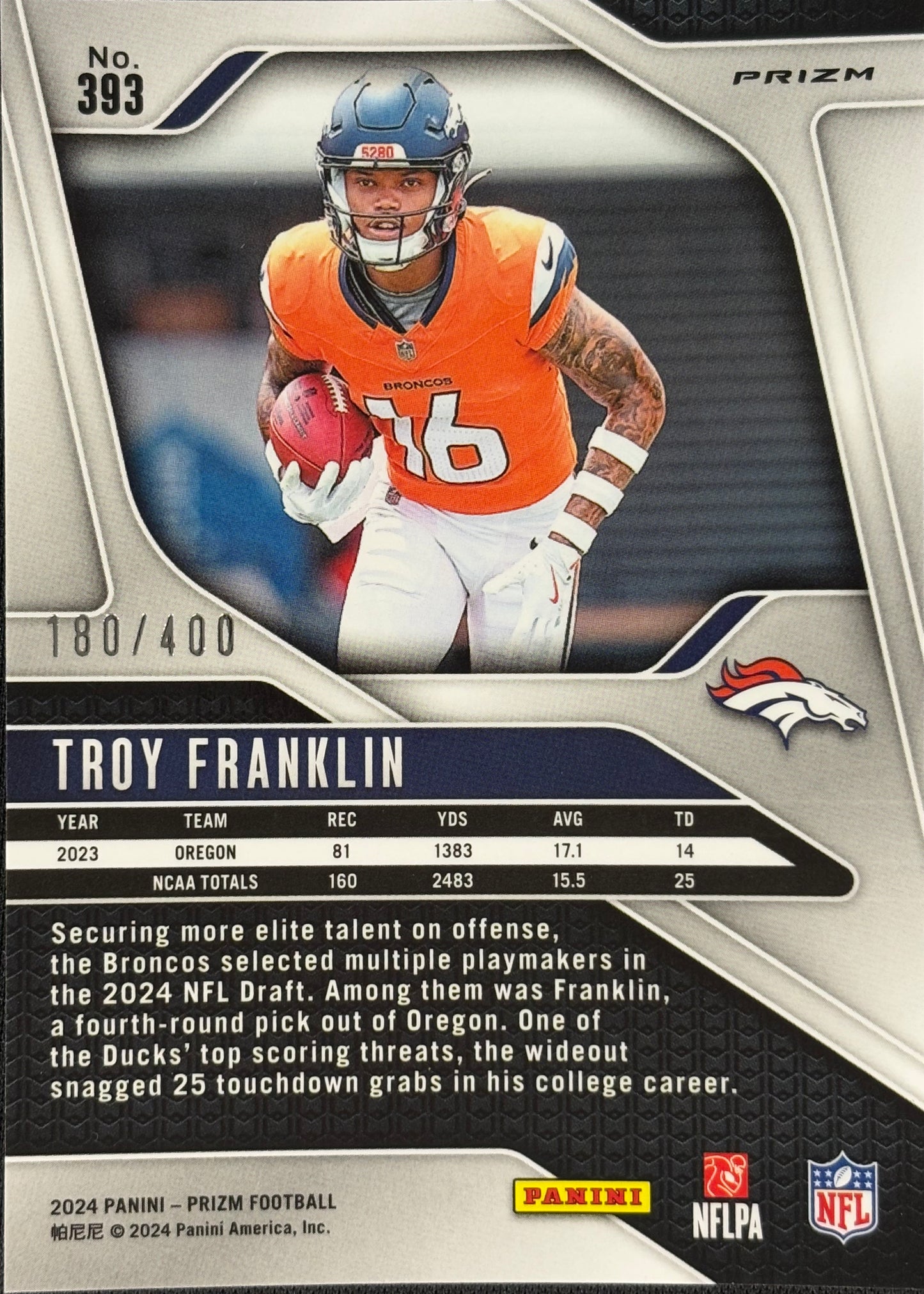 Troy Franklin Prizm Pandora /400 Rookie