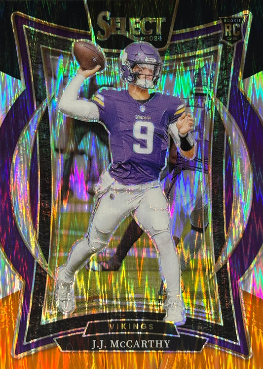 JJ McCarthy Select Black Orange Shock Rookie Vikings