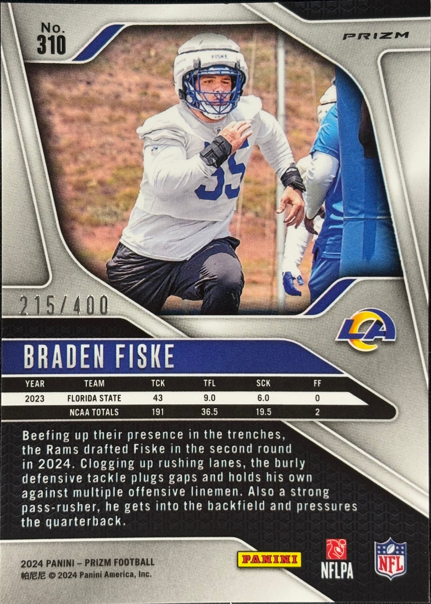 Braden Fiske Prizm Pandora /400 Rookie