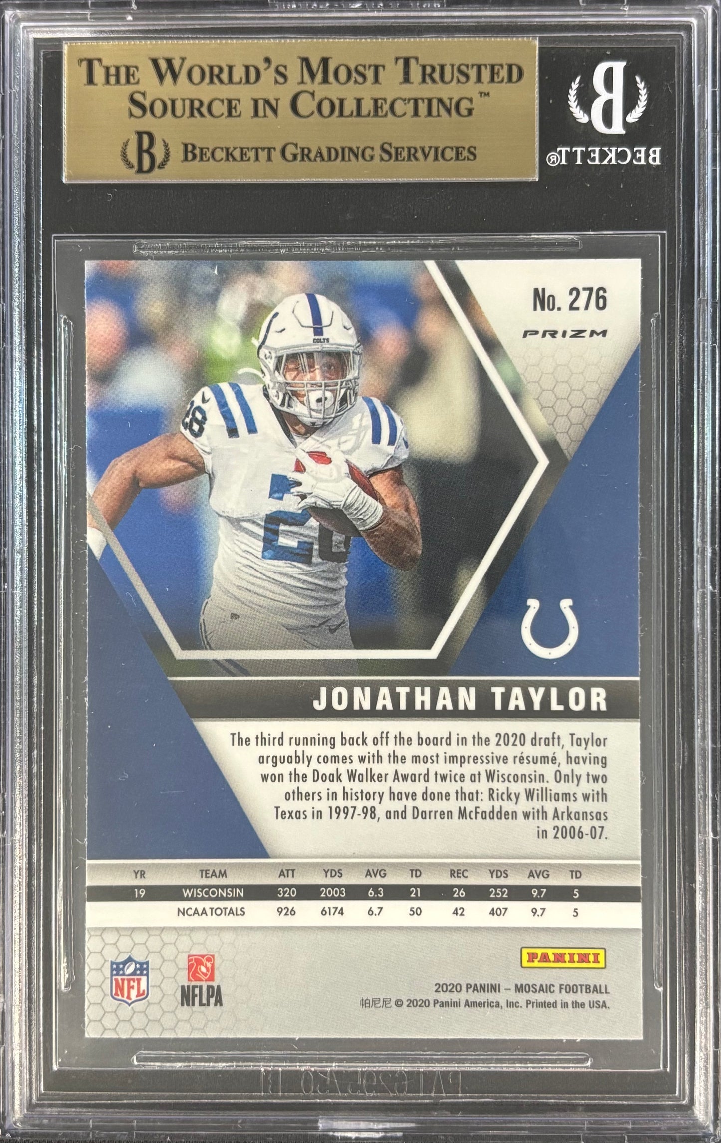 Jonathan Taylor Mosaic NFL Debut Silver BGS 9.5 Rookie Colts