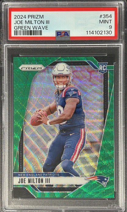 Joe Milton III Prizm Green Wave PSA 9 Rookie Patriots