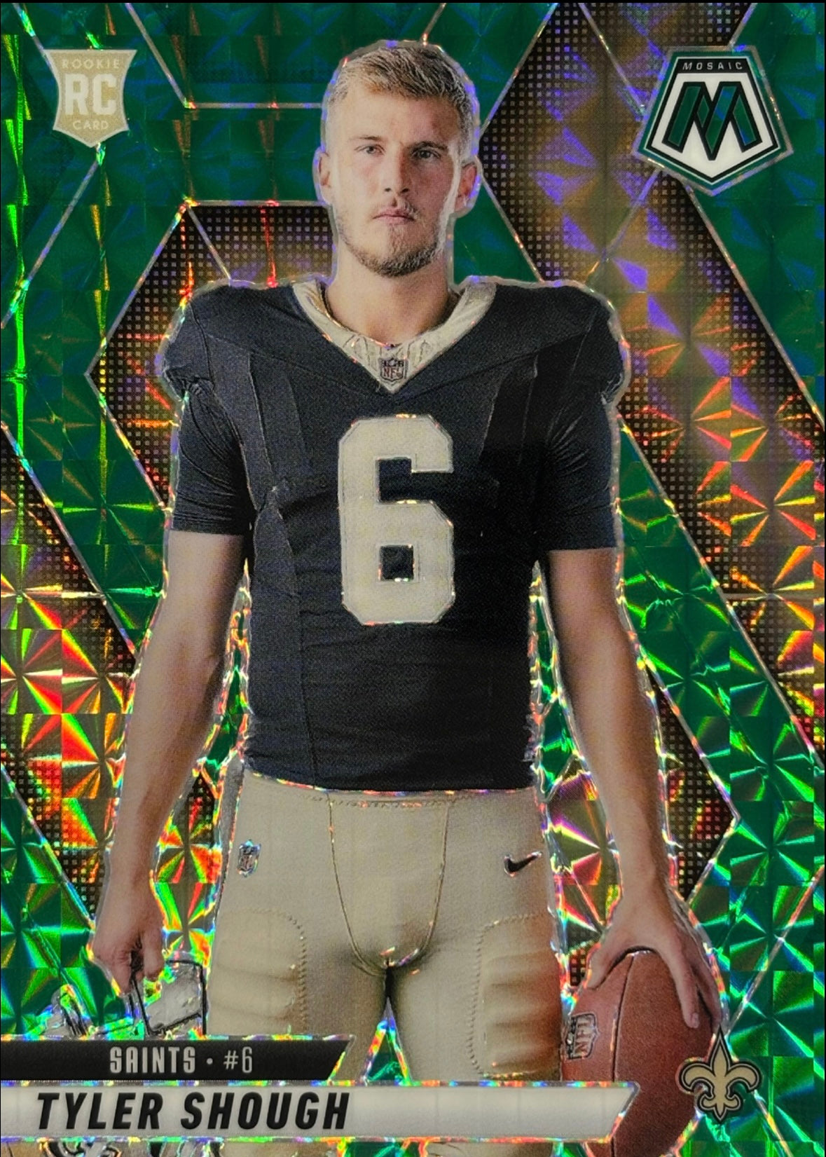 Tyler Shough Mosaic Green Variation Rookie Saints