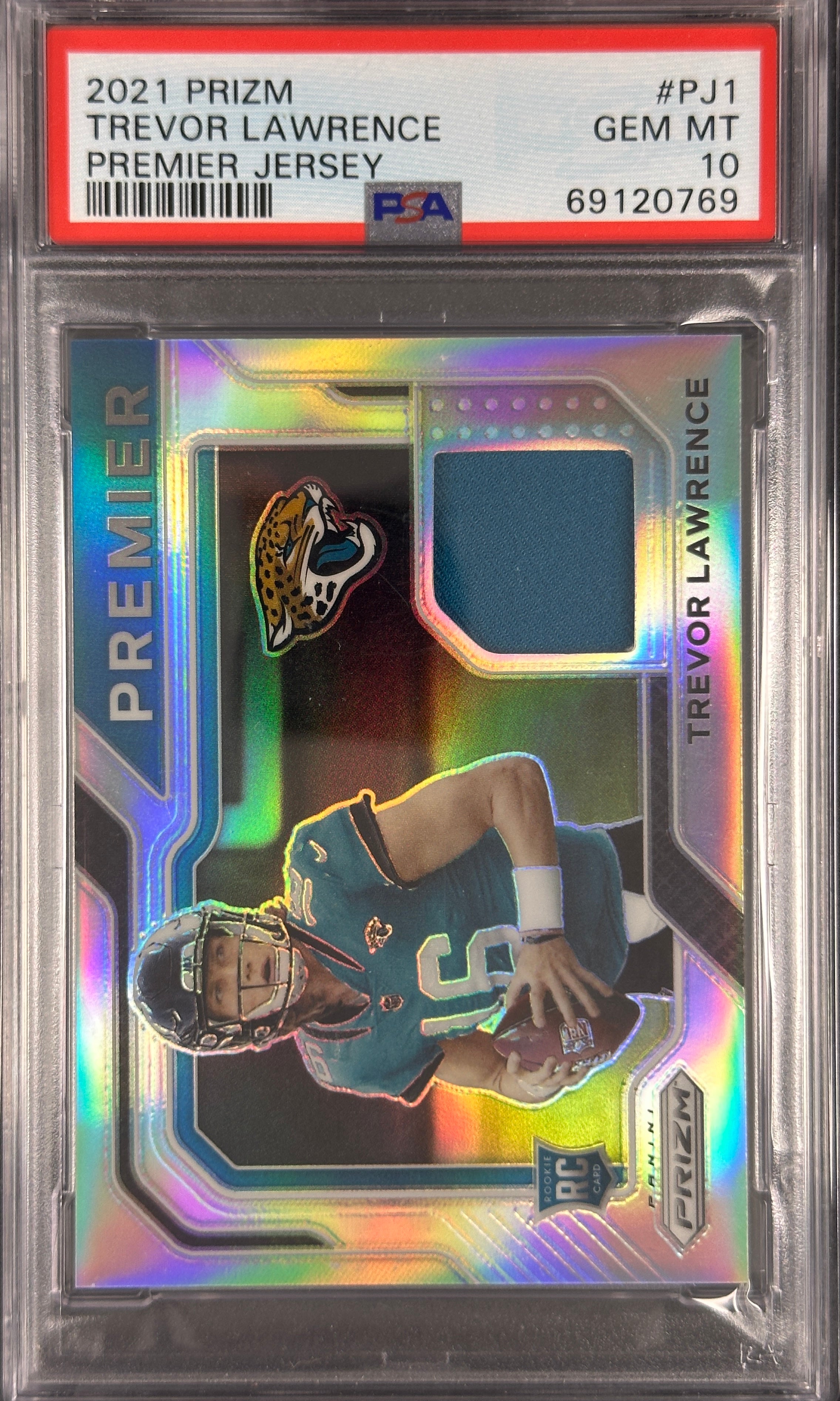 Trevor Lawrence Prizm Premier Jersey Silver Rookie PSA 10 Jaguars