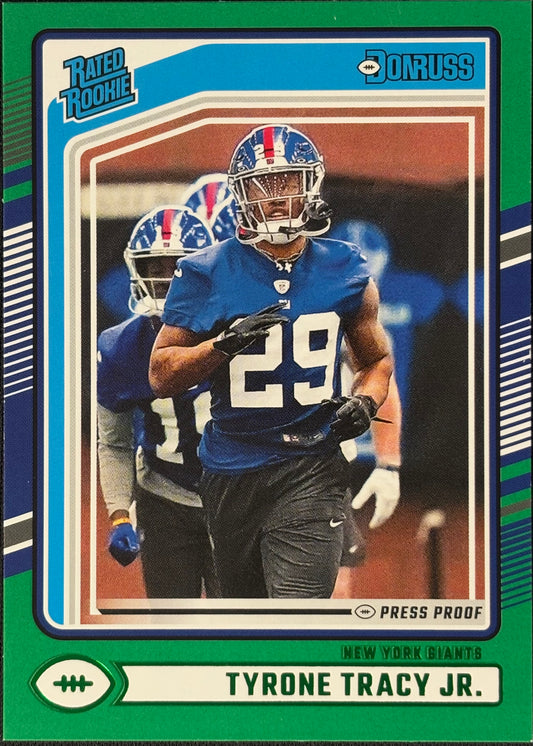 Tyrone Tracy Jr. Donruss Green Press Proof Rookie