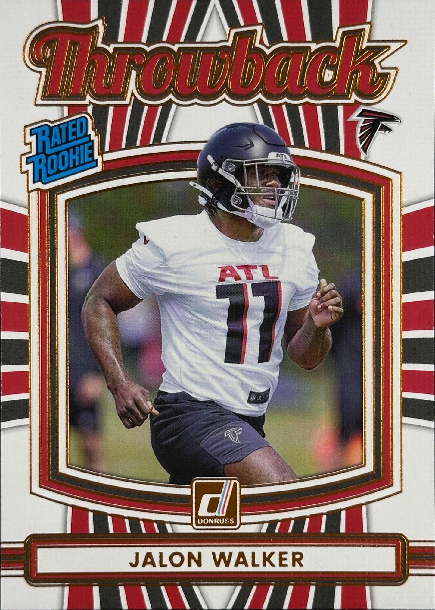 Jalon Walker Rated Rookie Throwback Donruss Falcons Sports Card