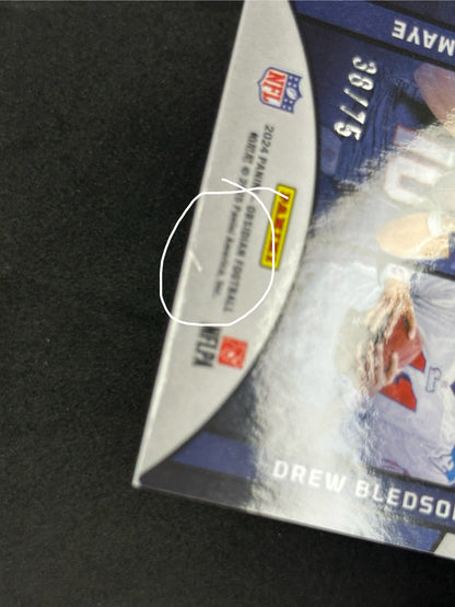 *Damaged* Drake Maye Drew Bledsoe /75 Red Eclipsing Legends Obsidian Patriots