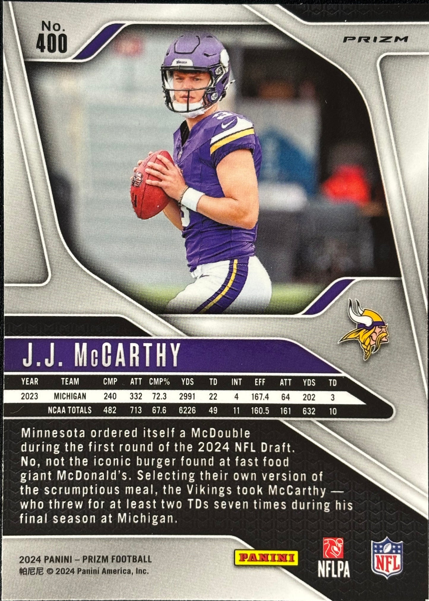 JJ McCarthy Prizm Red White Blue Rookie