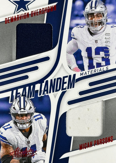 Micah Parsons Demarvion Overshown Dual Patch /115 Red Absolute Team Tandem Cowboys Packers