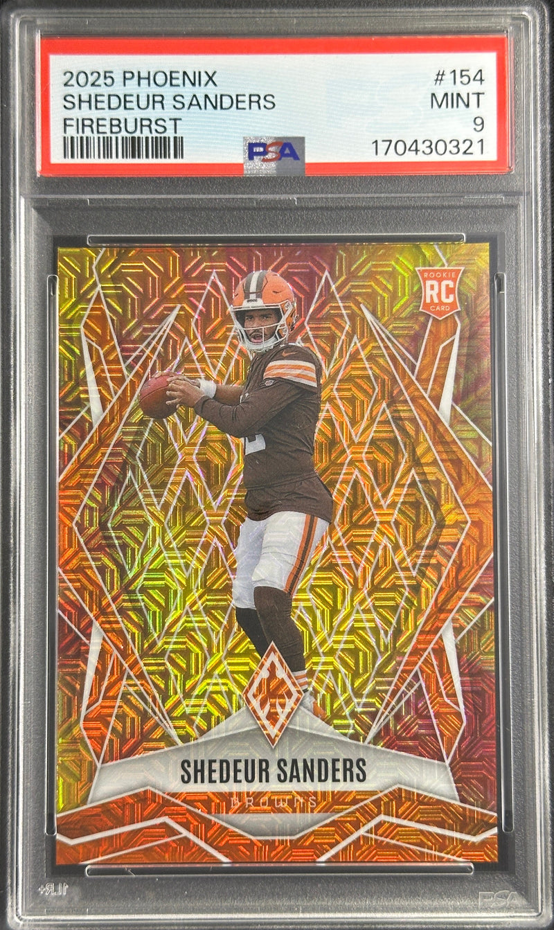 Shedeur Sanders 2025 Panini Phoenix Fire Burst Prizm /350 PSA 9 Browns 170430321