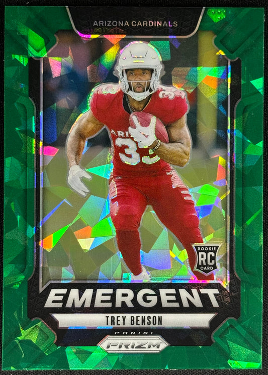 Trey Benson Prizm Emergent Green Ice Rookie