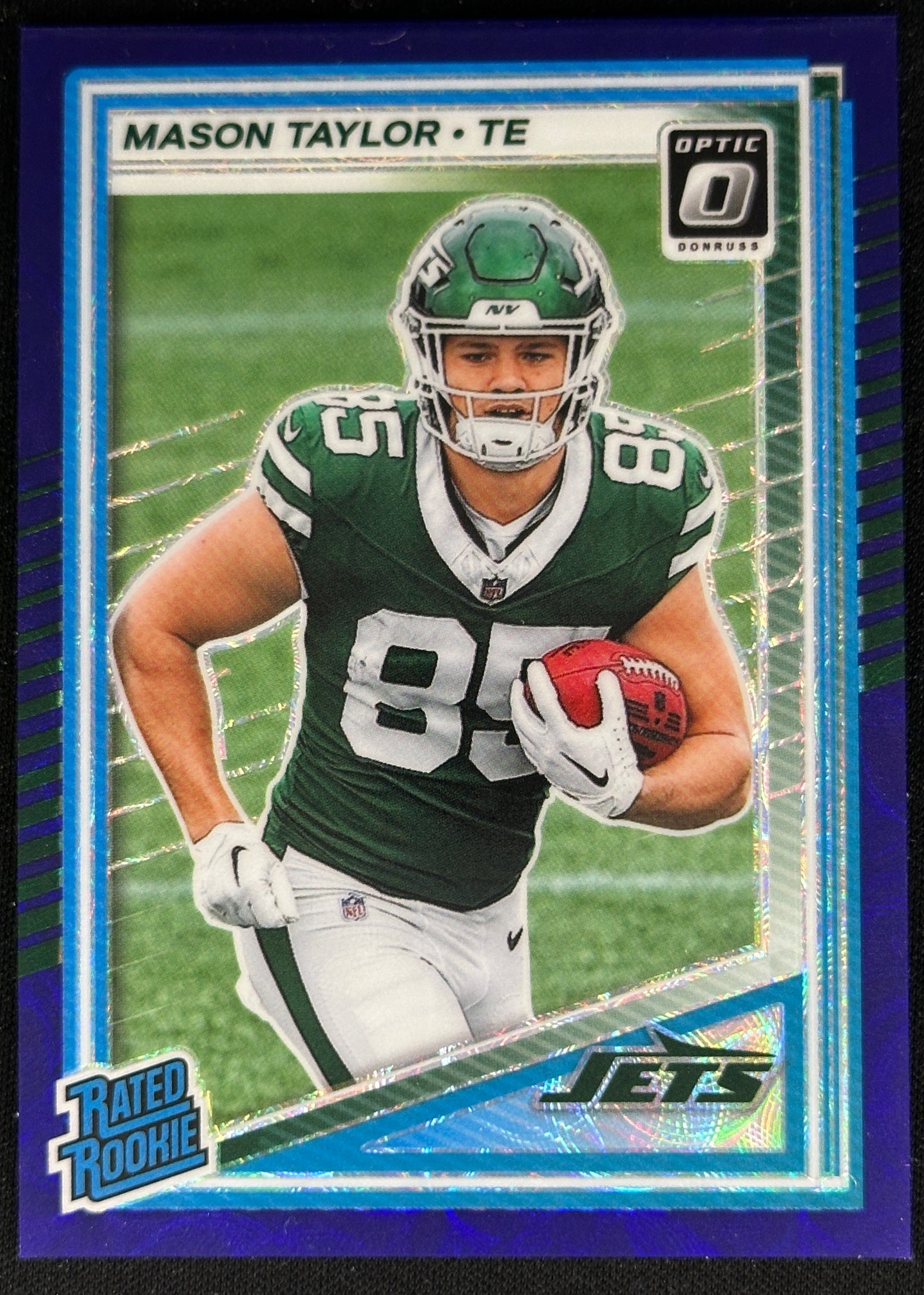 Mason Taylor 2025 Panini Donruss Optic Rated Rookie Purple Scope Prizm Jets
