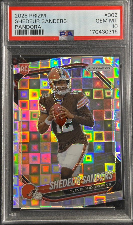 Shedeur Sanders 2025 Panini Prizm Pandora /400 PSA 10 Browns Sports Trading Card
