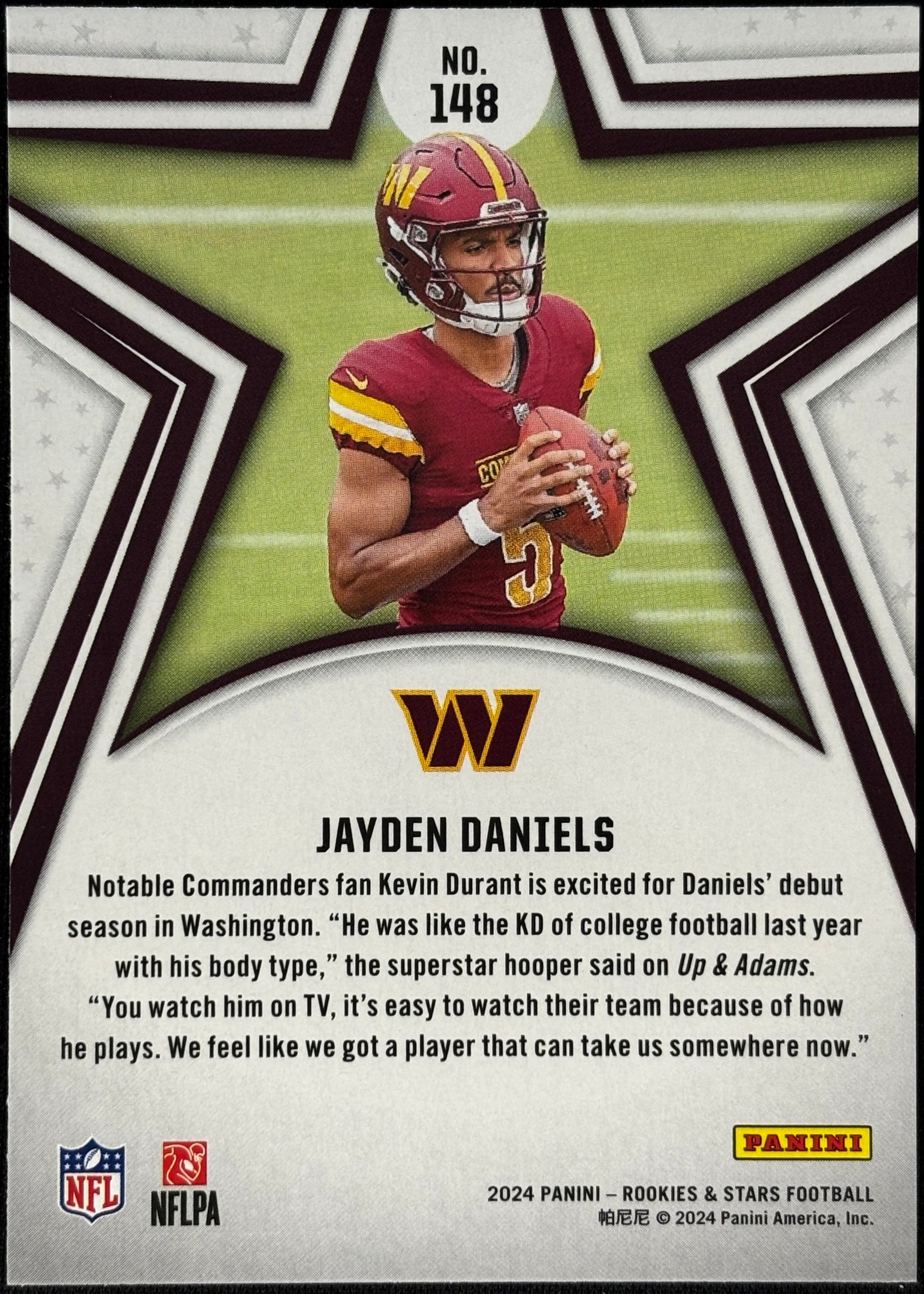 Jayden Daniels Rookies & Stars Red Commanders Sports Card