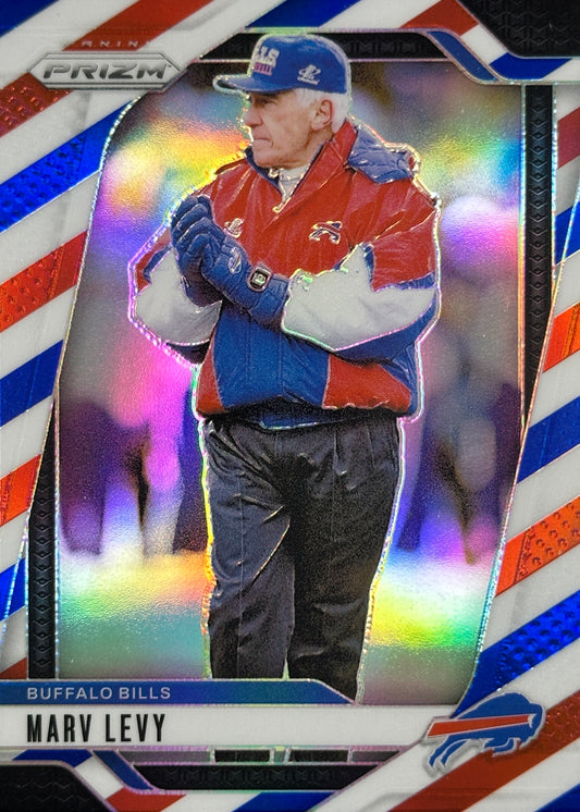 Marv Levy Prizm Red White Blue Bills