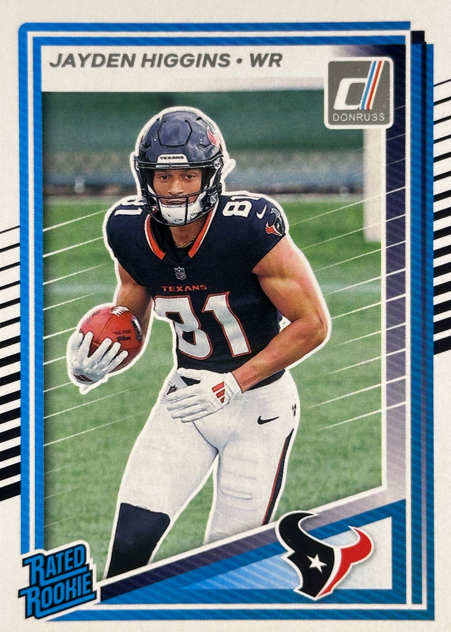 Jayden Higgins Rated Rookie Donruss Texans Sports Card