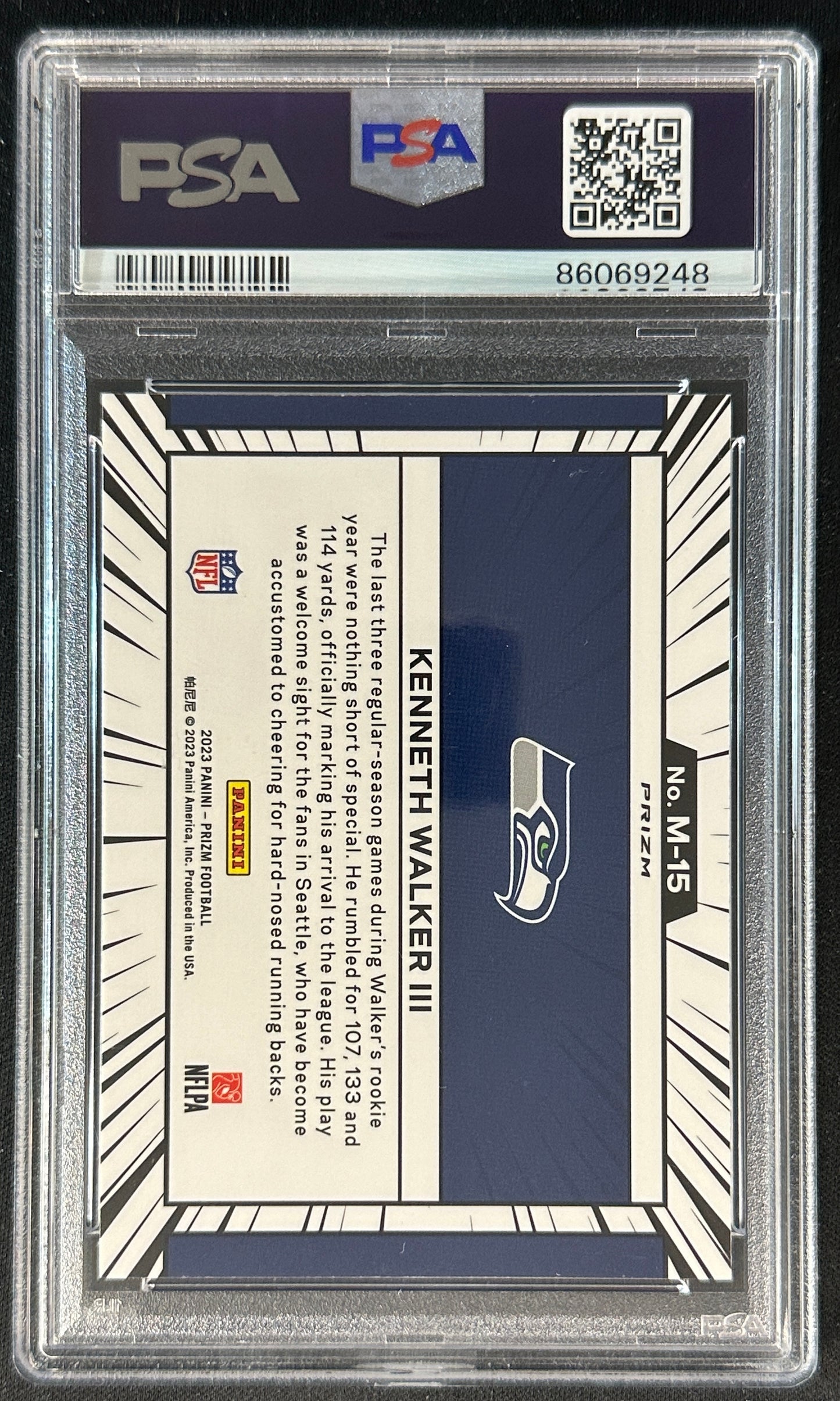 Kenneth Walker III MANGA PSA 10 2023 Prizm Case Hit Seahawks