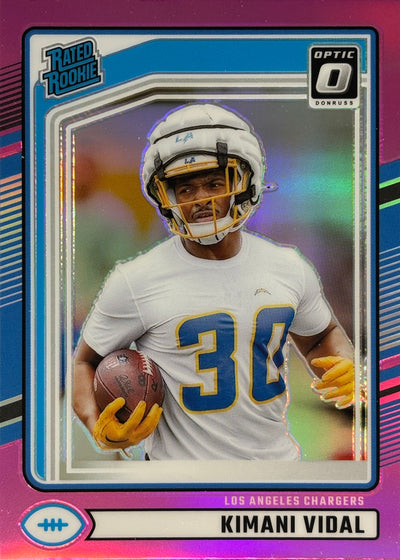 Kimani Vidal Optic-Preview Pink Rated Rookie Chargers Sports Card