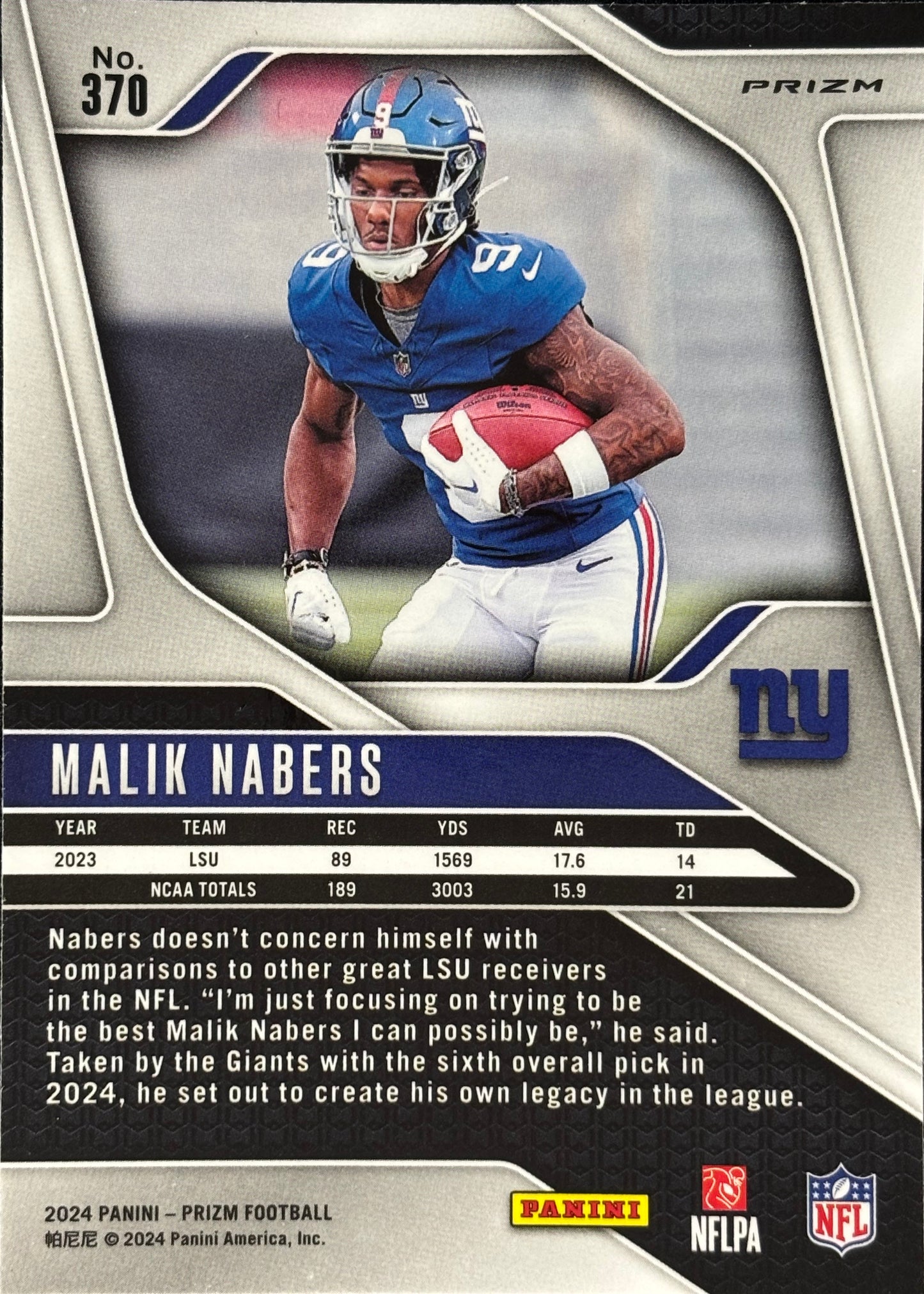 Malik Nabers Prizm Silver Rookie