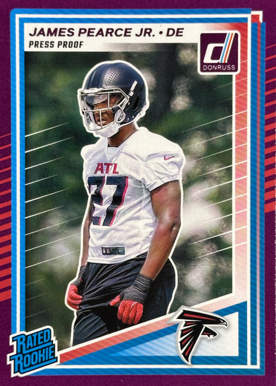 James Pearce Jr Purple Press Proof Rated Rookie Falcons
