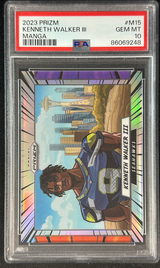 Kenneth Walker III MANGA PSA 10 2023 Prizm Case Hit Seahawks