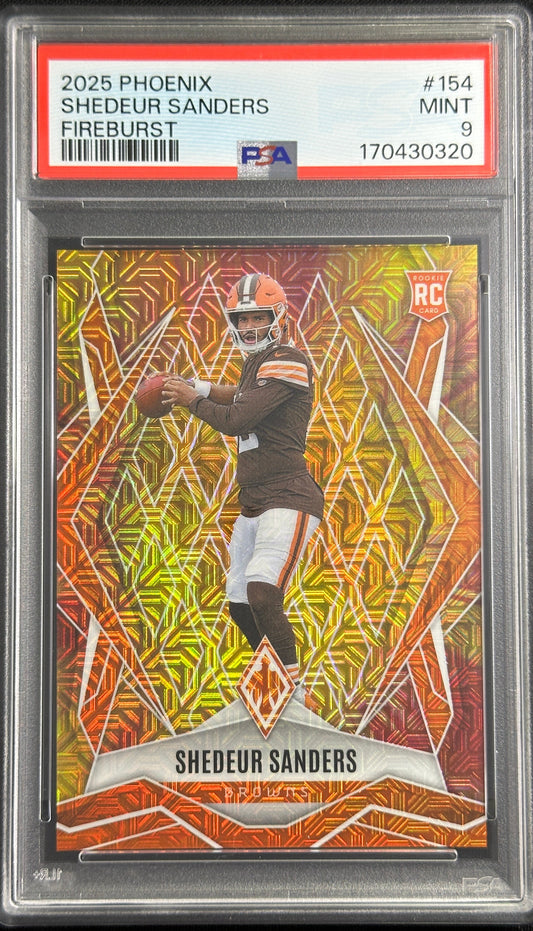 Shedeur Sanders 2025 Panini Phoenix Fire Burst Prizm /350 PSA 9 170430320 Sports Trading Card