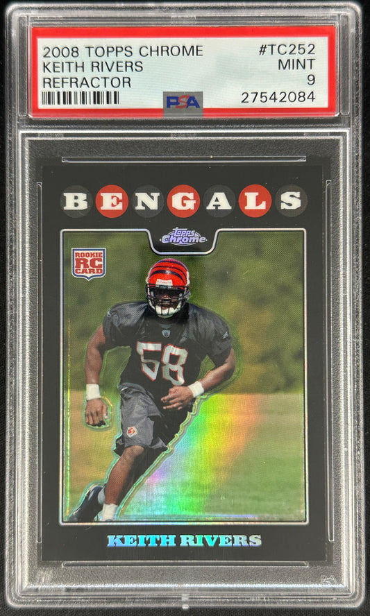 Keith Rivers 2008 Topps Chrome Refractor PSA 9 Rookie Bengals