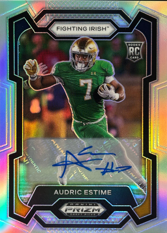 Audric Estime Prizm Draft Auto Rookie Broncos