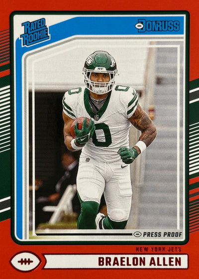 Braelon Allen Red Press Proof Rated Rookie Donruss Jets