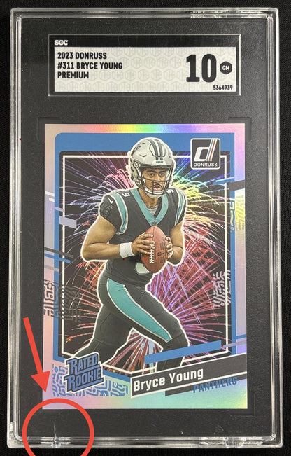 *Damaged Slab* Bryce Young 2023 Panini Donruss Rated Rookie Premium SGC 10 Panthers Sports Trading Card