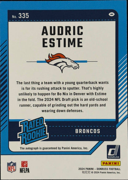 *Damaged* Audric Estime Donruss Purple Auto /150