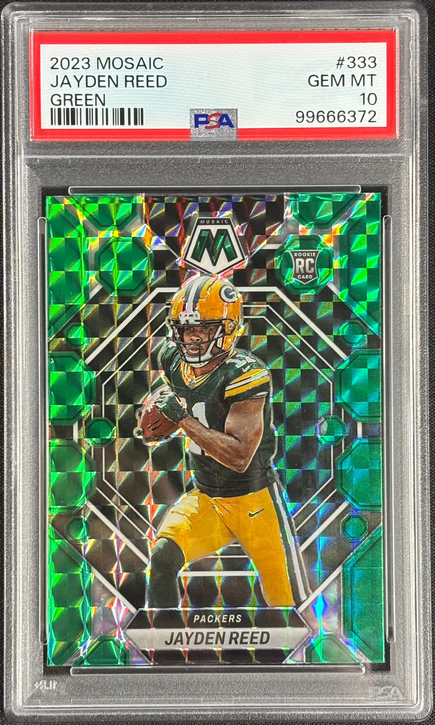 Jayden Reed 2023 Mosaic Green PSA 10 Gem Mt #333 Green Bay Packers Rookie