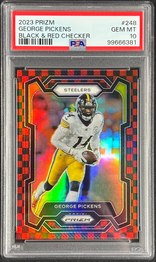 George Pickens 2023 Prizm Black & Red Checkerboard PSA 10 Gem Mt #248 Pittsburgh Steelers Checker